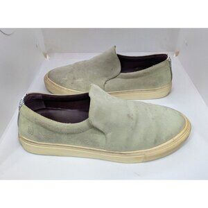 NOAH WAXMAN Men's Suede Leather Slip On Sneakers Light Green Size 10.5